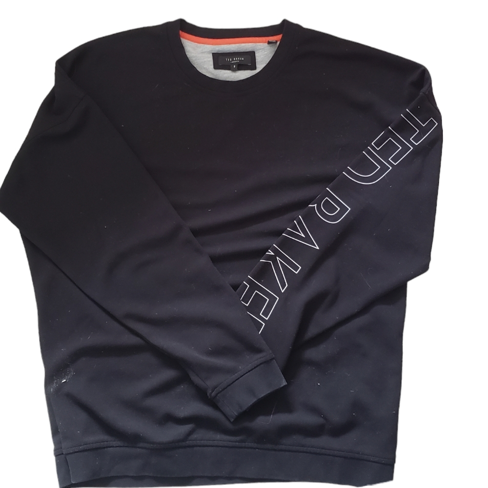 Ted Baker Sweatshirt Blue Long Sleeve Crew Neck Spellout Logo Size 5